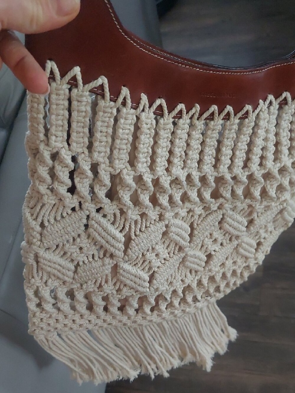 Isabel MARANT Boho Macramé Fringe Shoulder Bag in Cream and Brown - Picture 5 of 14